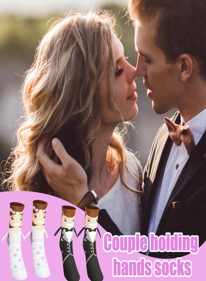 BharatBazaar 2 Pairs Holding Hands Socks, Funny Socks, Bride Socks, Black and White, Wedding Accessories, Engagement Gift, Special Wedding Presents - Image 4